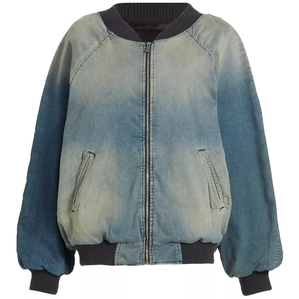 EB Denim Oversized Ombréd Denim Bomber Jacket | SLIGHTLY USED